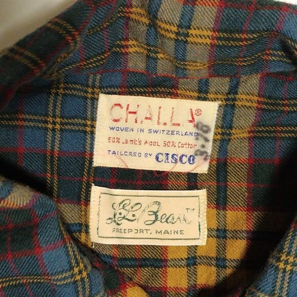 L.L. Bean 1950's Swiss Made Western Flannel Cotton Wool Button Down Shirt Sz L - Picture 10 of 13